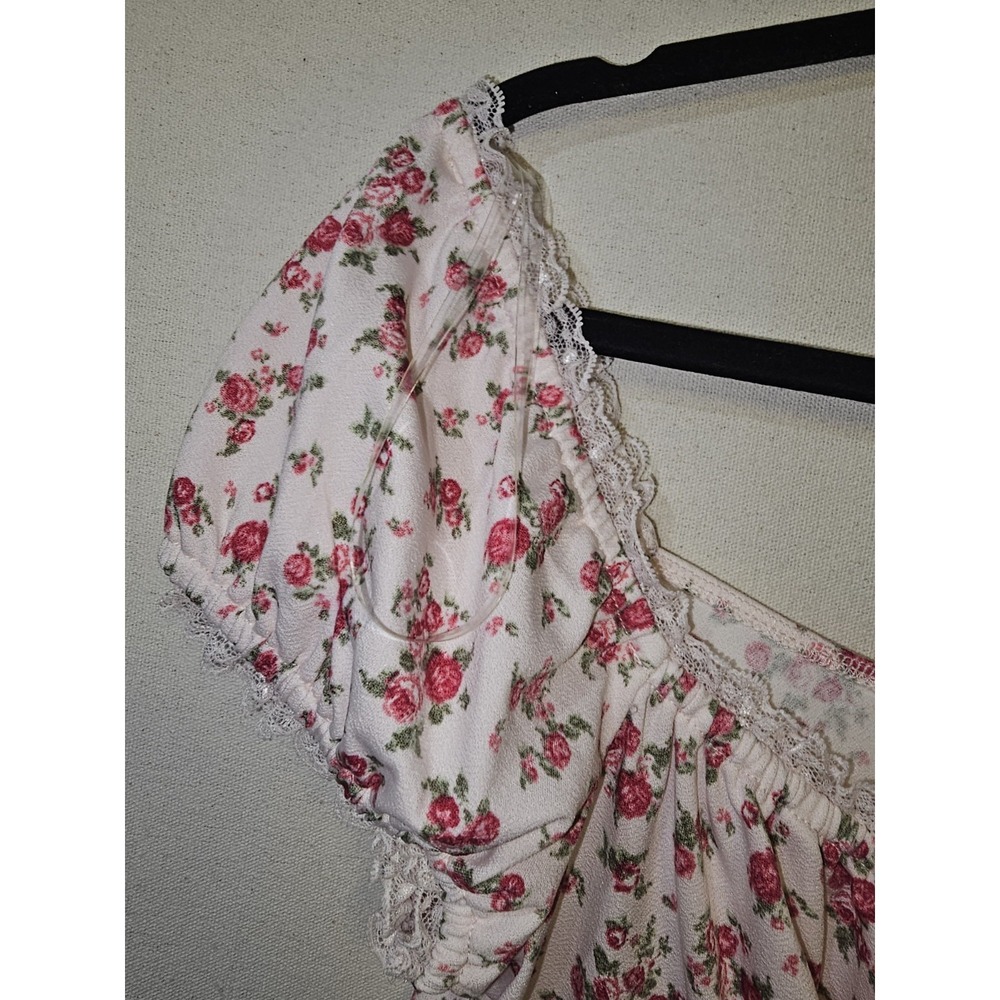 Lush Women's Floral Pink Romantic Y2k Style Sweet Feminine Blouse Top XL - Picture 5 of 8